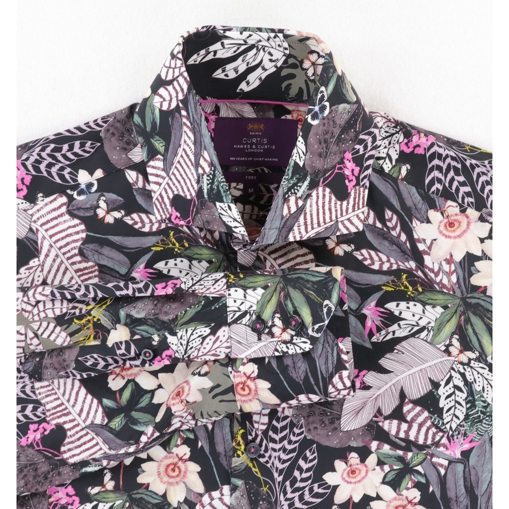 Hawes & Curtis Shirt Mens Medium Multicolor Floral Print York Long Sleeve